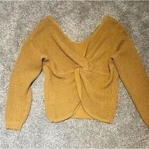 Mustard Twist-Front Women’s Sweater